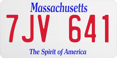 MA license plate 7JV641