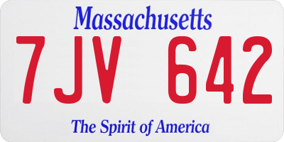 MA license plate 7JV642