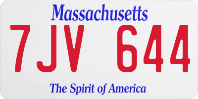 MA license plate 7JV644