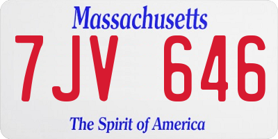MA license plate 7JV646