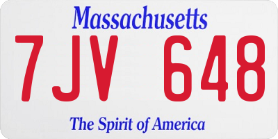 MA license plate 7JV648