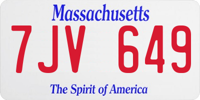 MA license plate 7JV649