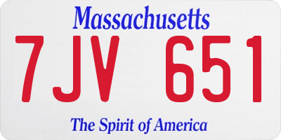 MA license plate 7JV651