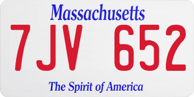 MA license plate 7JV652
