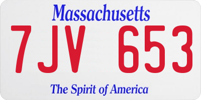 MA license plate 7JV653