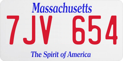 MA license plate 7JV654