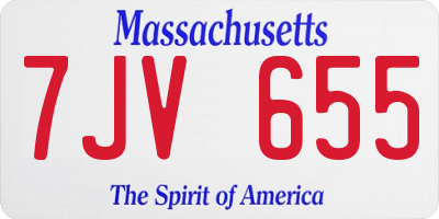MA license plate 7JV655