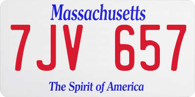 MA license plate 7JV657