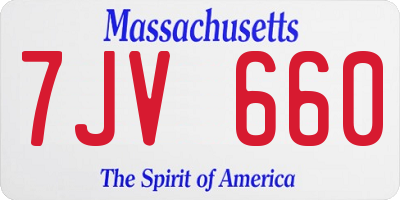 MA license plate 7JV660