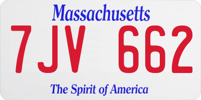 MA license plate 7JV662