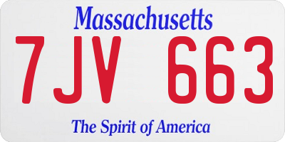MA license plate 7JV663
