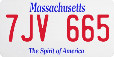 MA license plate 7JV665