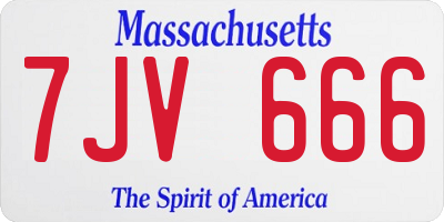 MA license plate 7JV666