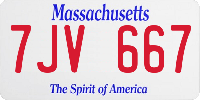 MA license plate 7JV667