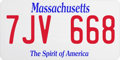 MA license plate 7JV668