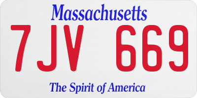 MA license plate 7JV669