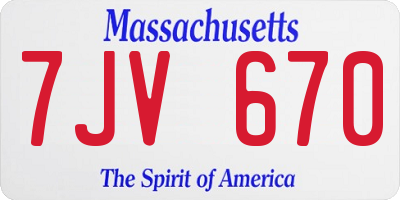 MA license plate 7JV670
