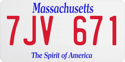 MA license plate 7JV671