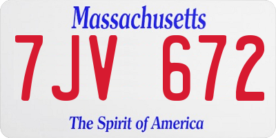 MA license plate 7JV672
