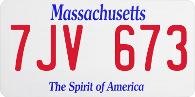 MA license plate 7JV673