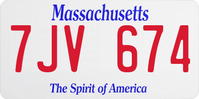 MA license plate 7JV674