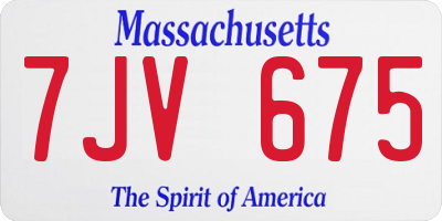 MA license plate 7JV675