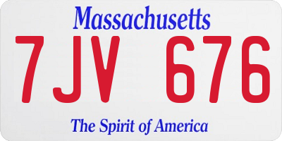 MA license plate 7JV676