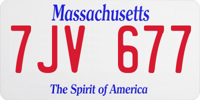 MA license plate 7JV677