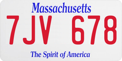 MA license plate 7JV678
