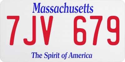 MA license plate 7JV679