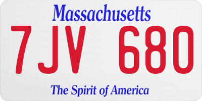 MA license plate 7JV680
