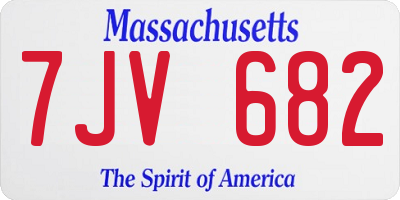 MA license plate 7JV682