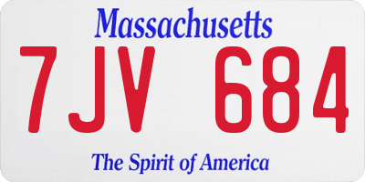 MA license plate 7JV684