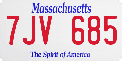 MA license plate 7JV685