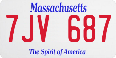 MA license plate 7JV687