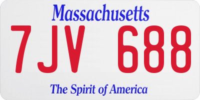 MA license plate 7JV688