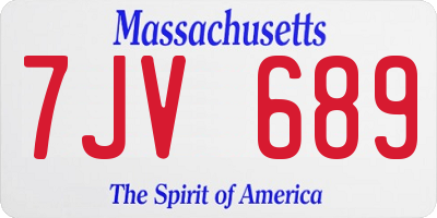 MA license plate 7JV689