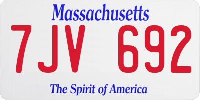 MA license plate 7JV692