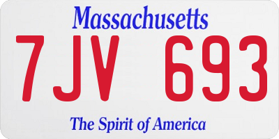 MA license plate 7JV693