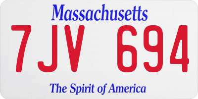 MA license plate 7JV694