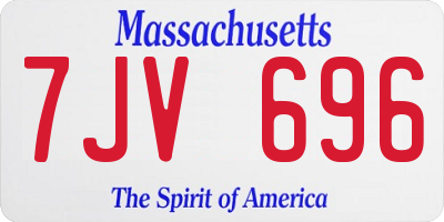MA license plate 7JV696