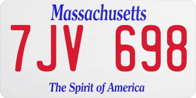 MA license plate 7JV698