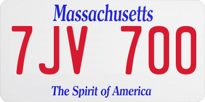 MA license plate 7JV700