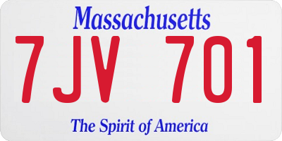 MA license plate 7JV701
