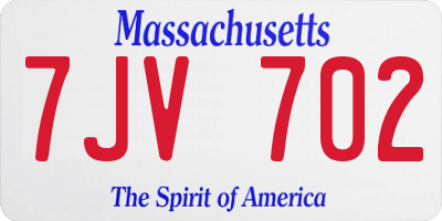 MA license plate 7JV702