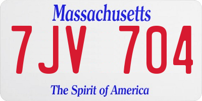 MA license plate 7JV704