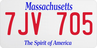 MA license plate 7JV705