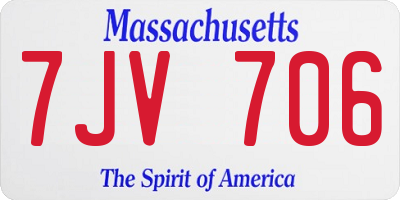 MA license plate 7JV706