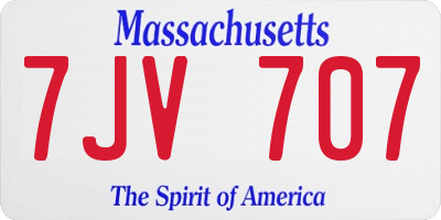 MA license plate 7JV707