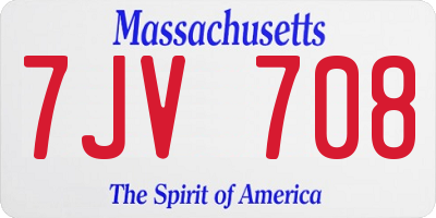 MA license plate 7JV708